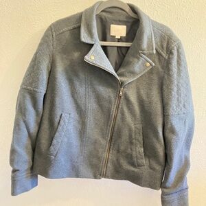 Gray Material Motorcycle Jacket